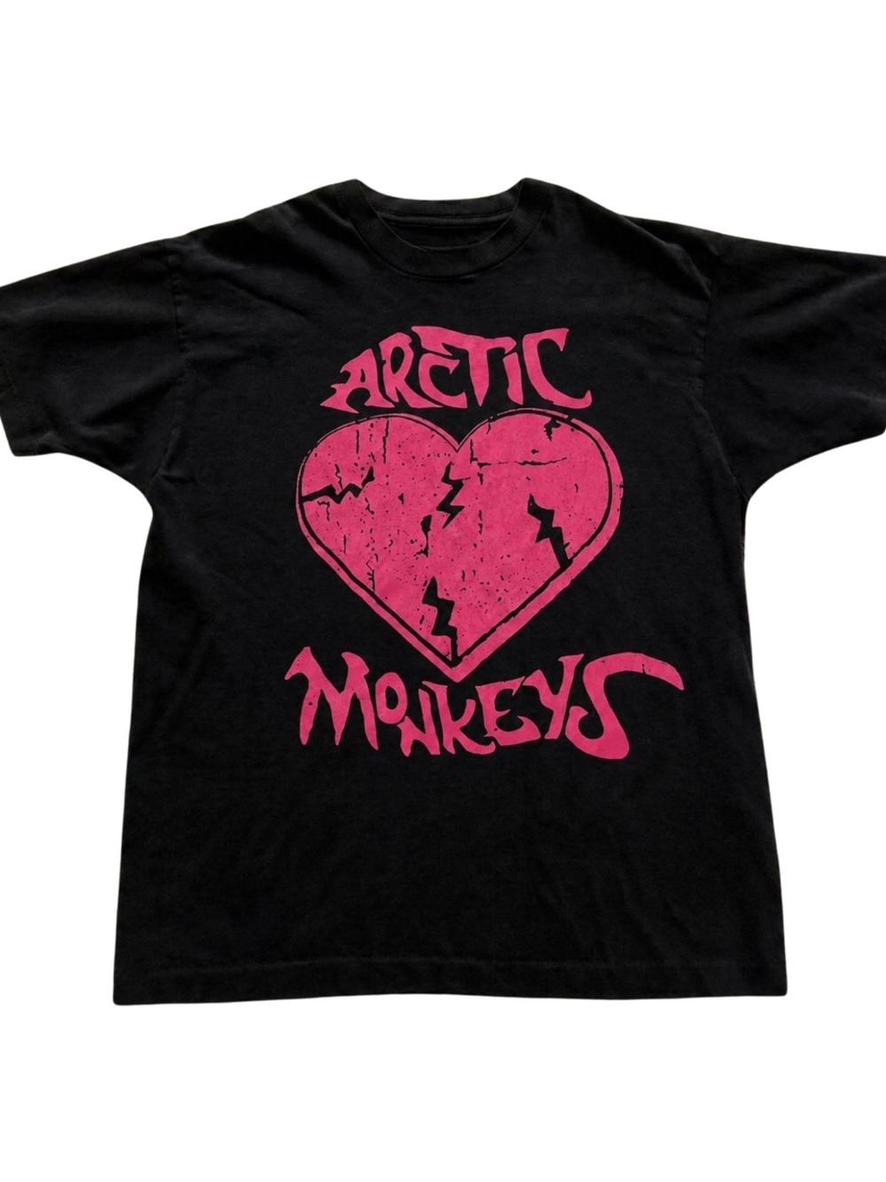 Gildan Black Tee with Pink Heart Graphic